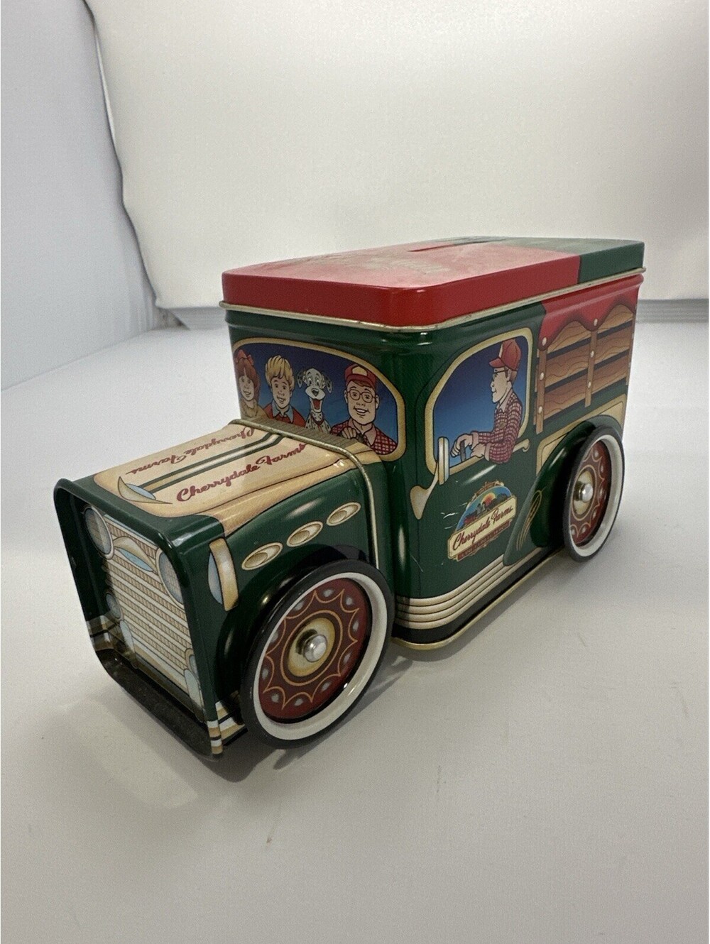 Vintage Cherrydale Farms The Goody Wagon Candy Tin Coin Bank Collectable